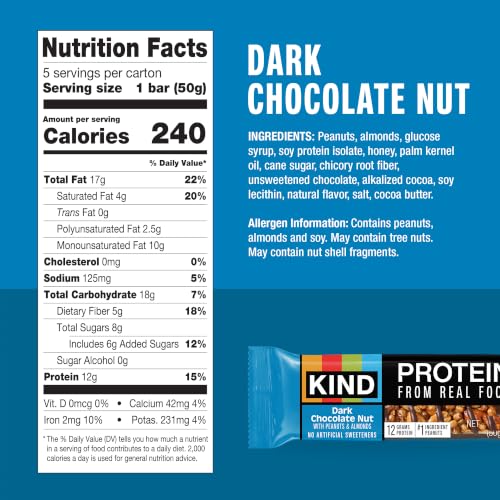 Image of KIND Protein Bars, Dark Chocolate Nut, Gluten Free, Healthy Snacks, 12g Protein, 12 Count