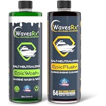 WAVESRX Salt-Neutralizing Boat Soap EpicWash + Marine Engine Flush & Protectant EpicFlush | Removes Salt Deposits & Rust | Adds Protective Ceramic Coating to Prevent Mineral Buildup & Corrosion