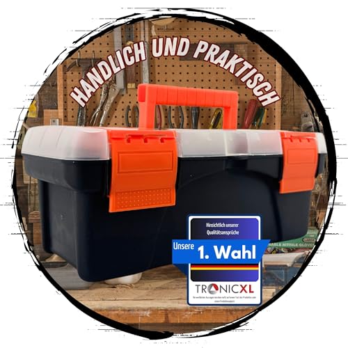 TronicXL Werkzeugkoffer aus robustem Kunststoff mit Kleinteilemagazin Werkzeug Koffer Kiste leer klein Werkzeugkiste Angelbox Werkzeugkasten für Hobby Heim & Heimwerker