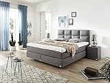 WELCON Boxspringbett Rockstar Schwebeoptik 160 x 200 Taschenfederkernmatratze mit über 1000 Federn 9cm Topper H1 H2 H3 H4 H5 (rechts und Links beliebig kombinierbar) blau grau schwarz beige Weiss rot