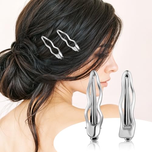 4 PCS Silver Metal Wave Hair Clips, Y2K Vintage Alligator Hair Barrettes for Women and Girls, Small Bangs Hair Pins, Duck Bill Accessories for Thick and Thin Hair for Daily, Party, Special Occasions - Image 4