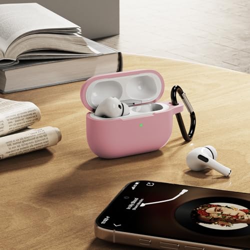 Image of Meliya for AirPods Pro 2 /1 Gen (2023 /2022 /2019) Case Cover with Cleaning Kit and Keychain, Soft Silicone Case Compatible with Airpods Pro 2 (USB-C /Lightning Cable) - Pink