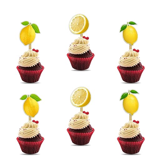 Lemon Cupcake Toppers for Summer Parties, Citrus Bridal Showers, Fruit Birthday Celebrations, Tropical and Refreshing Dessert Tables – Bright Yellow Lemon Slice Picks for Sweet Treats and Decor
