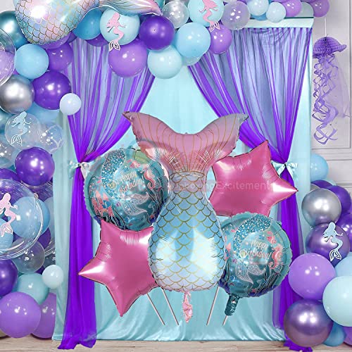 Image of Propsicle Birthday Foil Mermaid Theme Birthday Decoration Balloon Green Pack of 5 Girl Birthday Party Supplies Item