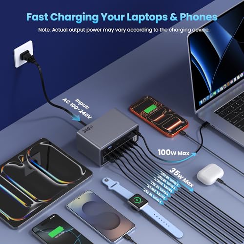 20-in-1 USB Docking Station,300W Charging Station,Triple Display USB-C Hub with 2x4K HDMI,DP,VGA,Ethernet,7 USB-A/C Ports,5Gbps USB-A/C Ports,SD/TF,Audio,100W PD Fast Laptop Charger for Windows/macOS — view 3