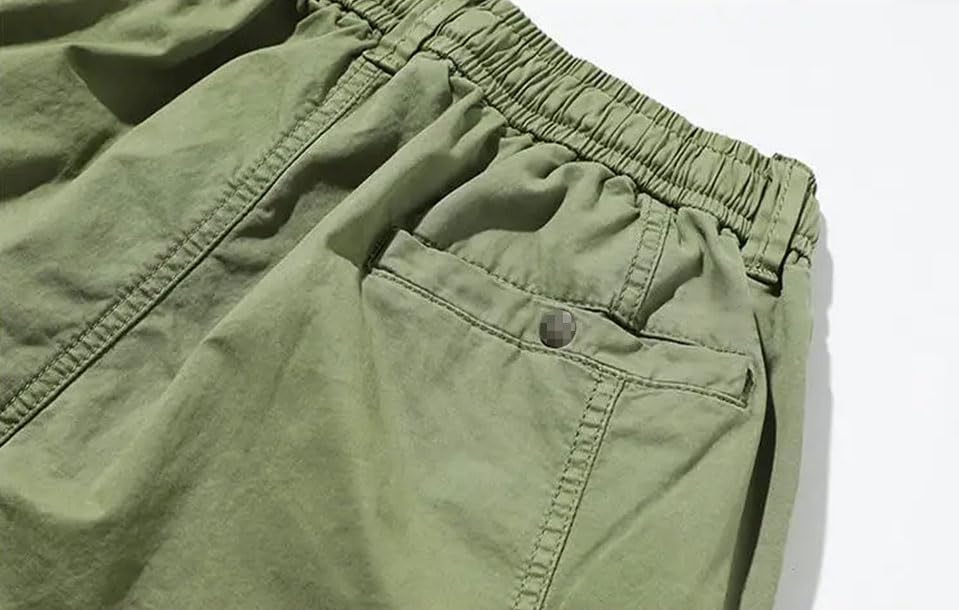 Solid Color Casual Simple Elastic Pocket Tassel Stitching Vintage Men's Outdoor Work Pants 6