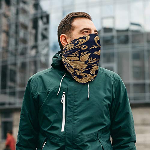 AGONA Mascarilla Facial Decorativa Floral Dorada para Ciclismo, Camping y Correr - Pañuelo sin Costuras, Gorro de Cuello, Gaiter, Balaclava Unisex miniatura 4