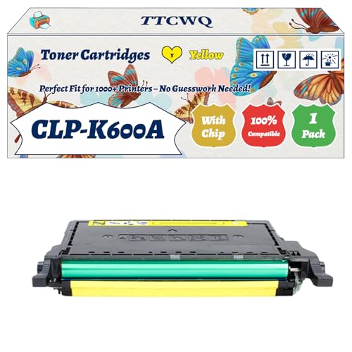 Compatible for Samsung CLP-K600A Toner Cartridges Work for Samsung CLP-600 CLP-600N CLP-650 CLP-650N Printers, with Chip, High Yield 5000 Pages, High-Definition Printing (1 Pack Yellow)