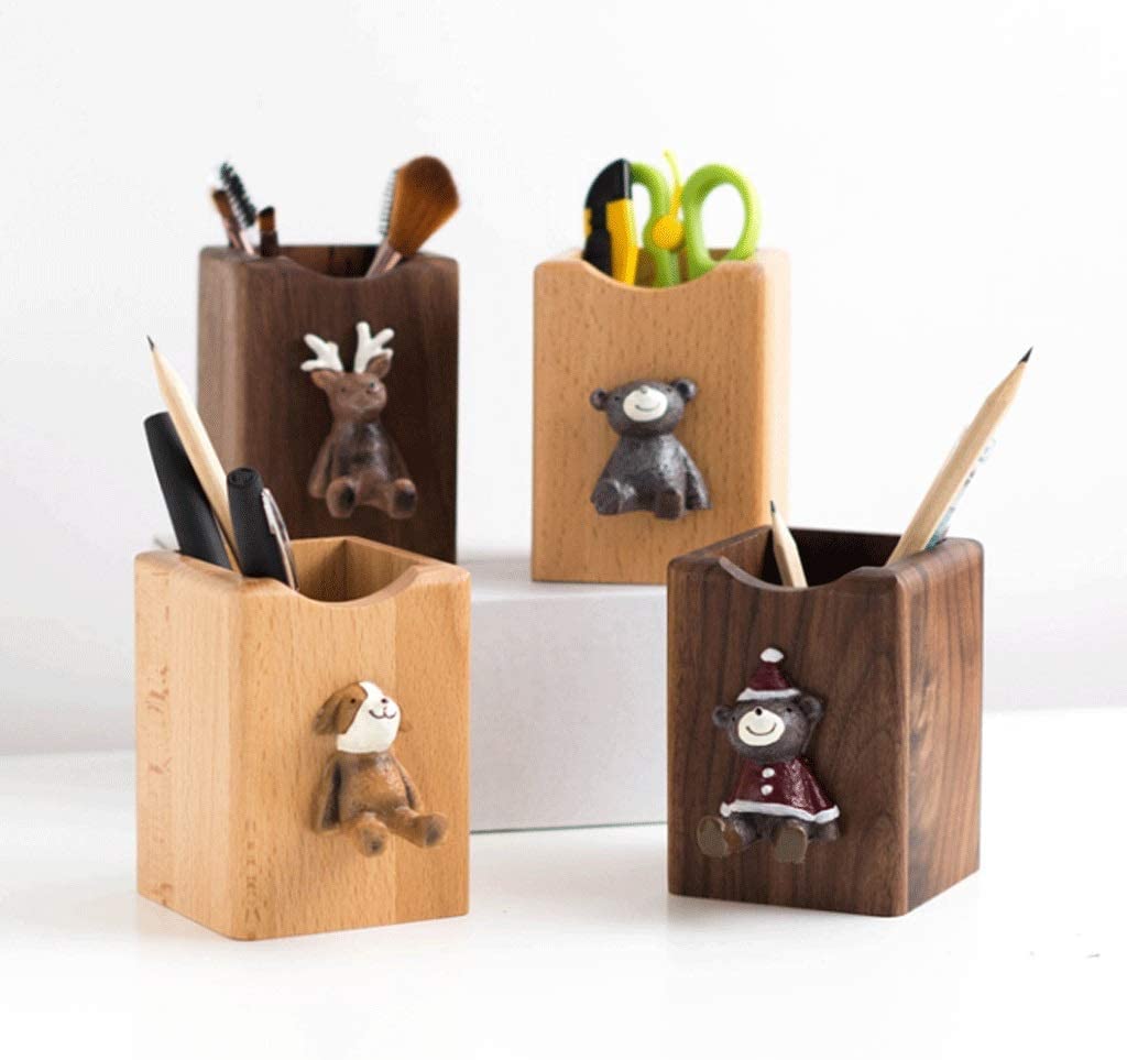 SXHRR Porte-gobelet à Stylo, Organisateur de Porte-Crayon en Bois fabriqué à la Main, Support de Porte-Crayon à usages Multiples, Pot à Crayons, Accessoires de Bureau