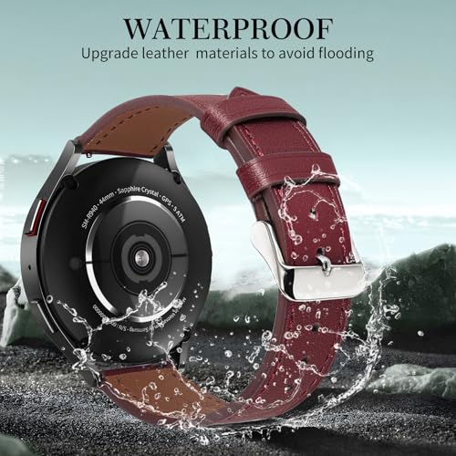 Premium Italy Leather Bands Compatible with Samsung Galaxy Watch 7 6 5 4 40mm 44mm, Galaxy 5 Pro 45mm, Galaxy Watch 6 4 Classic Active 2, 20mm Leather Watch Soft Replacement Strap for Women Men