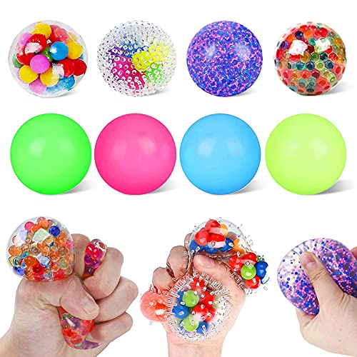 8Pack Stress Balls for Kids, Squishy Balls Fidget Balls Unbreakable Autism Sensory Toys, Sticky Balls Stress Relief Ball for Adults,Colorful Durable Toy Balls Squeeze for ADHD