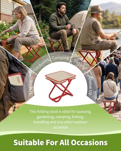 Anmiro Portable Folding Camping Stool, 12.6 Inch Lightweight Mountaineering Hiking Stool, Outdoor Beach Fishing Garden Foldable Stool with Carry Bag, Supports Up to 200LB - image 7