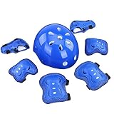 Einstellbare Skateboard Helm, Belüftet, Multi-Sport-Fahrrad Skateboard Helm Protektoren Set, Blau und Rot (Color : Blue)