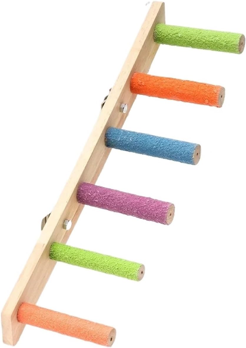 Genérico 4/6/8 Step Bird Climbing Ladder Pet Interactive Parrot Grinding Claws and Teeth Toy Accessories(6 Sections A)