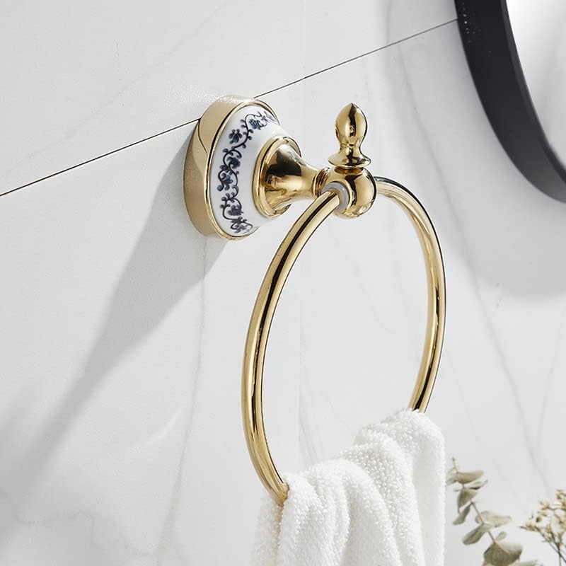 LSLYTQ Gold Towel Ring, Wall Mounted Stainless Steel Luxury Kithen Washroom Bath Towel Holder Hanger Rack Shelf, Bathroom Accessories