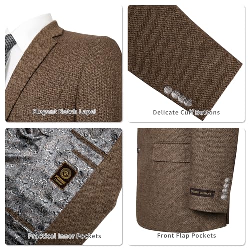 AMY ZHU Men's Wool Blend Blazer Sport Coat with Pockets Classic Fit Two Button Jacket for Business and Daily Wear4