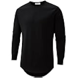 Mens 100 Cotton Hipster Hip Hop Longline Crewneck T-Shirt Pre - Shrunk S-4XL