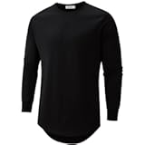 Mens 100 Cotton Hipster Hip Hop Longline Crewneck T-Shirt Pre - Shrunk S-4XL