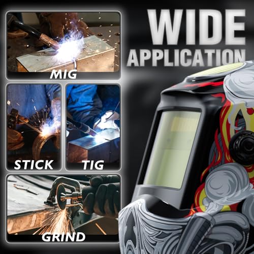 Image of YESWELDER Auto Darkening Welding Helmet, Blue Light Blocking, 1 /1 /1 /1 True Color Solar Powered Welding Hood with 2 Arc Sensors, Wide Shade 3.5 /9-13 Welder Mask for TIG MIG ARC and Grind