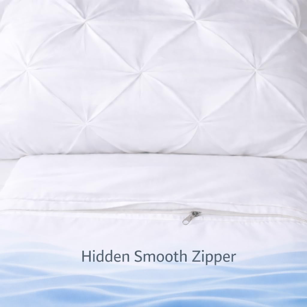 Pinch Pleated Pillow Shams with Hidden Zipper – 600 Thread Count 100% Egyptian Cotton – Standard Size 20x26, Soft Luxury Decorative Bed Pillow Covers – White (Set of 2) - Image 3
