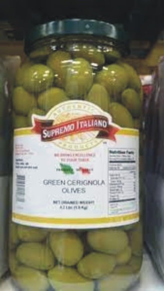 Supremo Italiano Green Cerignola Olives 4.2 Lb. (2 Pack)
