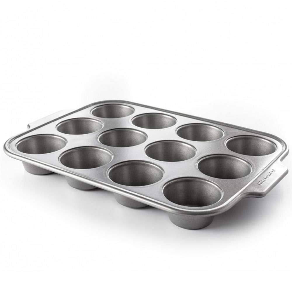 KitchenAid Bakeware 12 Cup Muffin Tin, Grau