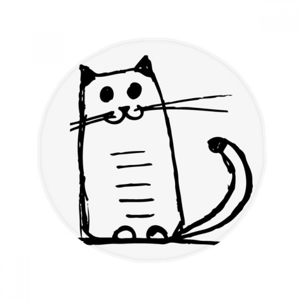 Cadeau tapis de salon rond 80cm motif chat noir rigolo pour sol