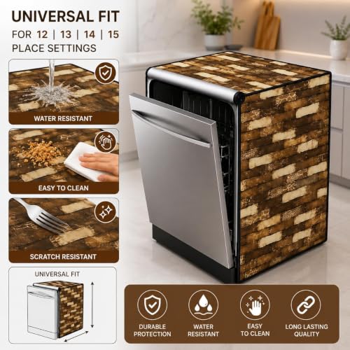 Image of Dishwasher Cover for 12 to 15 Place Setting | Water-Resistant Dustproof Zip Cover | Universal Fit Compatible with Bosch, LG, IFB, Hafele, Faber & More | 63 x 63 x 88 cm | Design 8
