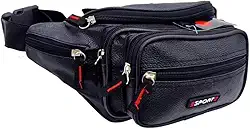 Pochete Masculina Bolsa Grande Preta Impermeável Ajustável QUBCCUM