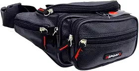 Pochete Masculina Bolsa Grande Preta Impermeável Ajustável QUBCCUM
