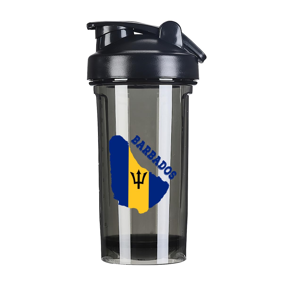 Barbados Map Flag 18 Ounce Shaker Cup,Fashion Theme Pattern Shaker Bottle Leak-proof Workout Shake Bottles 500ML/18 oz Perfect for Pre Workout