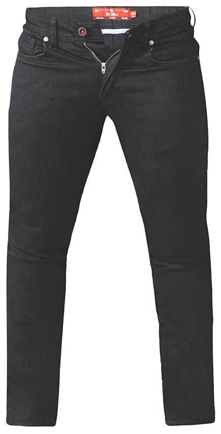 Duke D555 Mens Big Size Tapered Fit Stretch Jeans in Black (Claude) in 52W x 32L