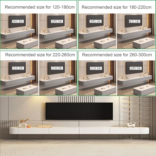 Floating TV Stand Large Floating TV Shelves Wall Mounted Multi Storage Compartment TV Media Console Floating TV Cabinet Bench Under TV Large Storage TV Lowboard (Black, 55.1 * 7.9 * 9.4 in) - Image 3