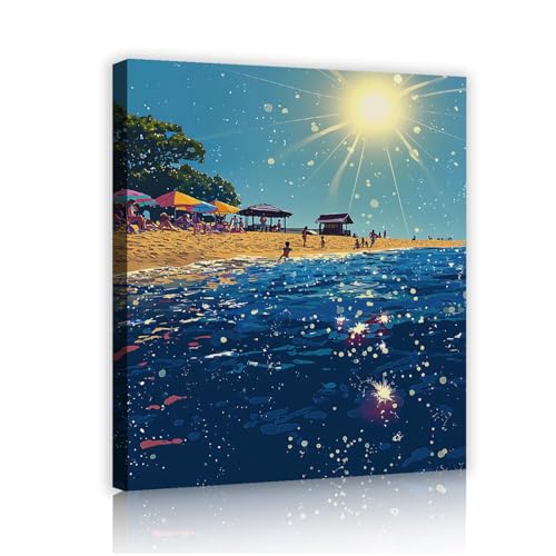 Bleu mer soleil impression sur toile CHERHERART tableau joie de vivre