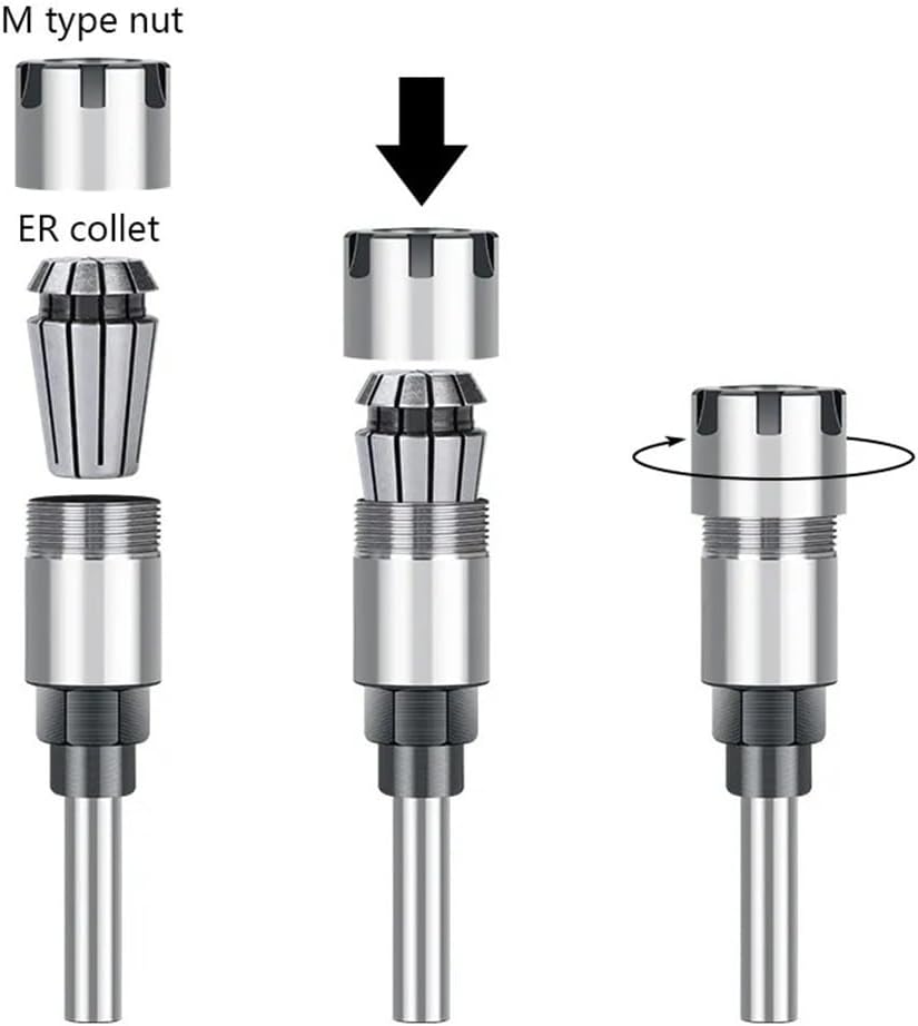 Collet Chuck Extension Rod For Wood Router Bit 1/4 1/2 8mm Shank With ER16 20 Spring Collet Chuck Milling Cutter Tool Holde(6.35mm ER16)