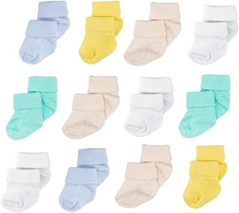 Baby Socks 0-6 Months, 6-12 Infant Ankle Socks for Boys and Girls, Essential Baby Items for Newborns, 12 Pairs