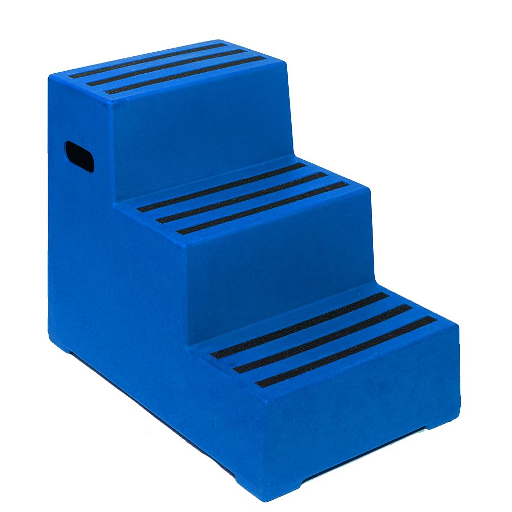 3 Tread Heavy Duty Blue Plastic Moulded Safety Block Steps