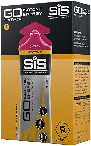 Science in Sport Energy Gel Pack SIS Isotonic Energy Gel 22g Fast Acting Carbs Performance & Endurance Gels Cherry Flavor - 2 Fl Oz (Pack of 6)