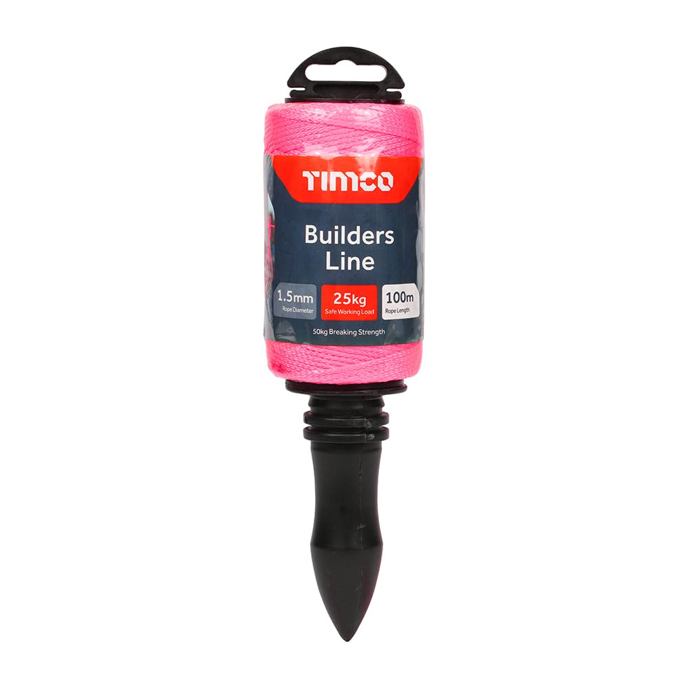 TIMCO Nylon Builders Line on Winder Pink - 1.5mm x 100m | Pack of 1