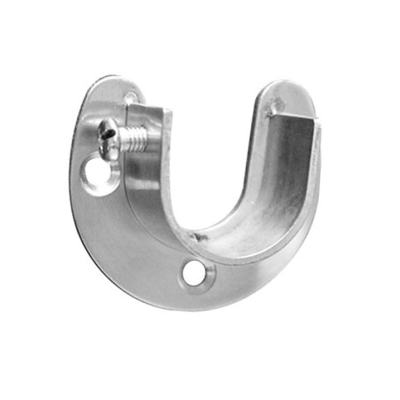 LALADEFIEE Oval Rod End Supports Closet Pole Socket Hanging Curtain Brackets Silver U Brackets