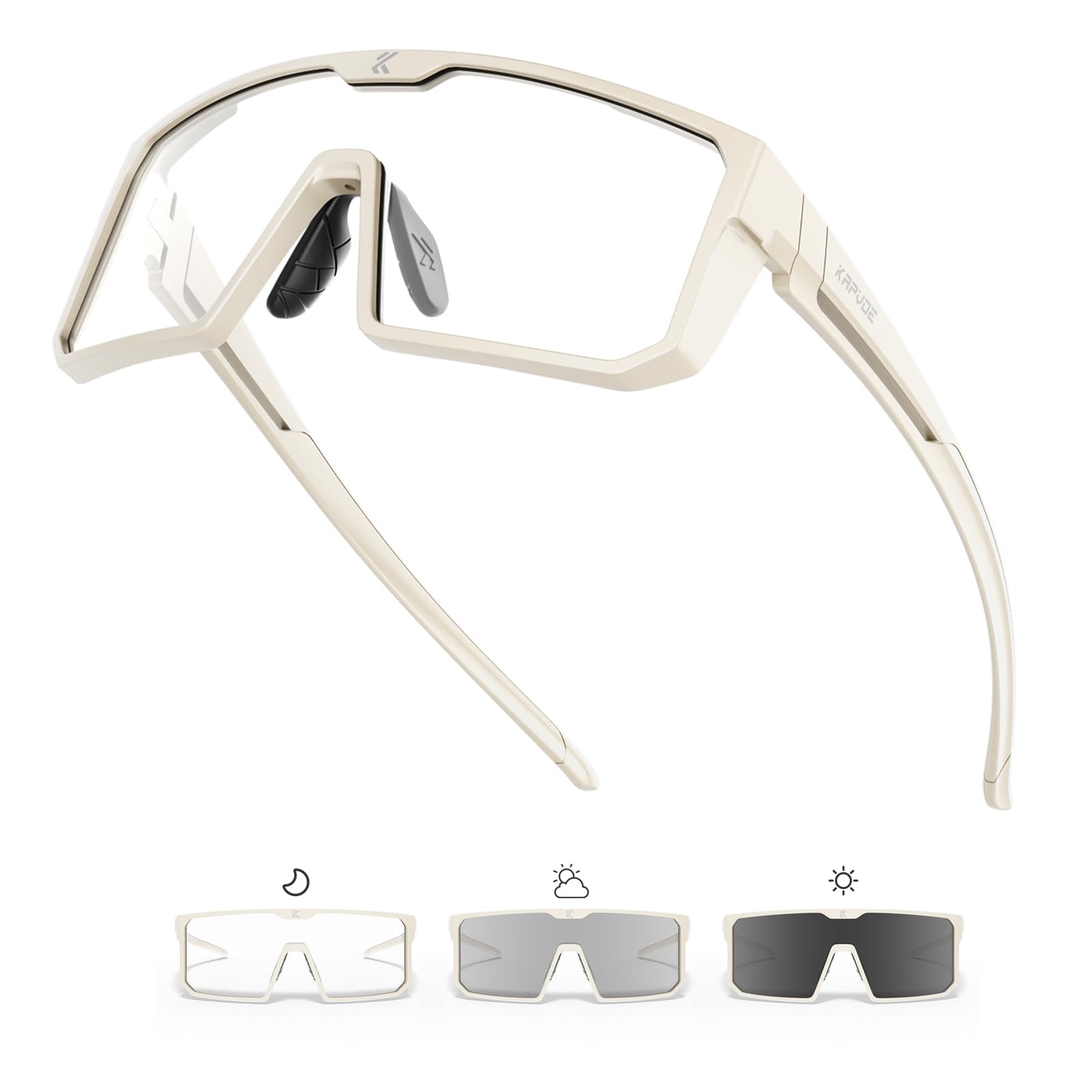 KAPVOE Photochromatische Fahrradbrille für Herren und Damen - Klar bei every Weather K232
