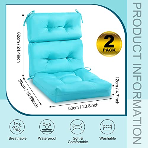 2 Pack High Back Patio Chair Cushion Indoor Outdoor Seat Back Chair Cushions Tufted Patio Chair Cushions Waterproof Rocking Chair Pads All Weather Replacement Cushions For Outdoor Furniture (Blue) #TOP1