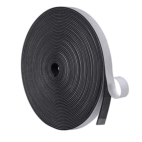 Dichtungsband für Türen Fenster 12mm(B) x 1.5mm(D)/10M(L) Selbstklebendes Schaumstoffband Türdichtung Gummidichtung für Kollision Siegel Schalldämmung, Schwarz Cover