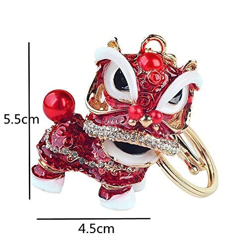 Hongtai Diamond Chinese Stijl Lion Dance Hanger Lion Waking Sleutelhanger Drip Legering Little Lion Bag Ornamenten Vrouw (Color : 6) - Image 5