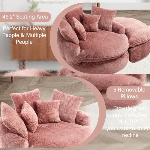 Sillón con otomana redonda rosa oversized miniatura 4