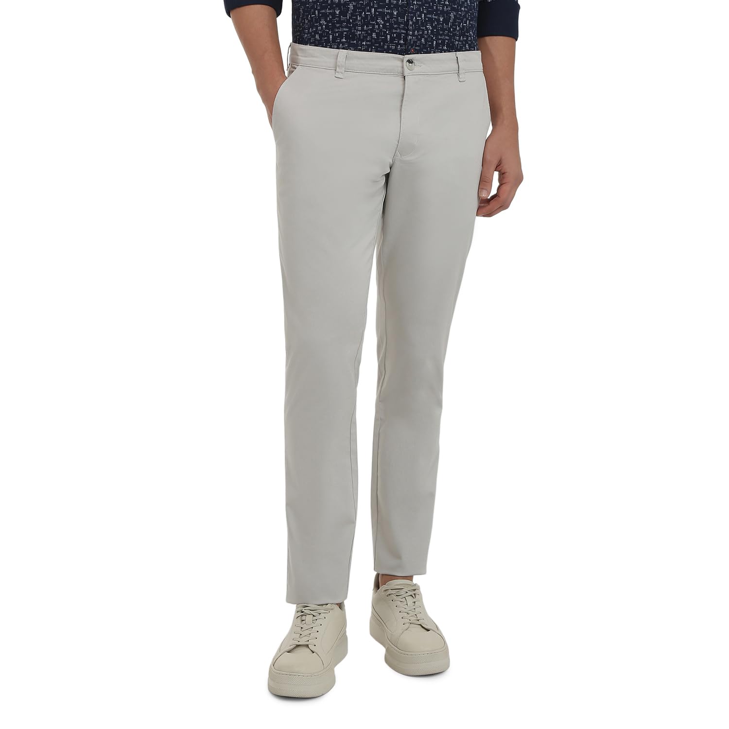 parx Men Low Rise Tapered Fit Solid-Dobby Pattern Cotton Blend Flat Front Casual Trouser-picture-57