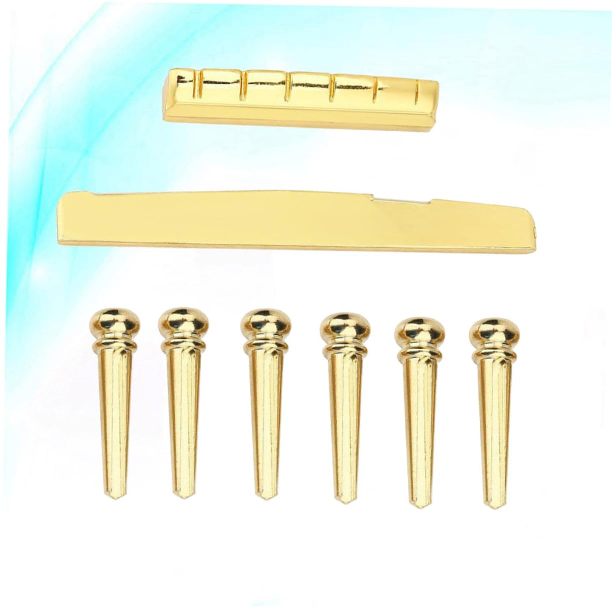 ifundom 6 String Folk Guitar Brass Nut and Saddle Kit Acoustic Guitar Bridge Parts Golden 02107