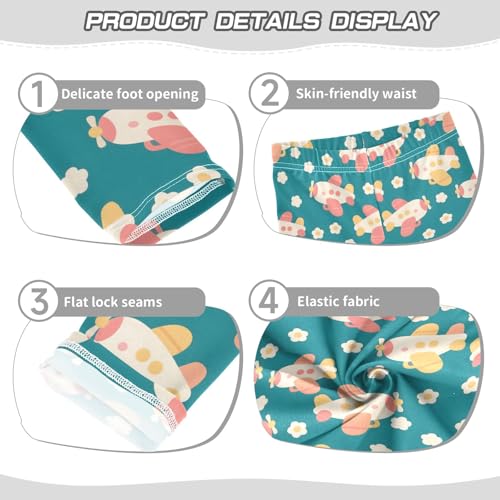 Airplane Flower A Girls Leggings Athletic Pants Tights Stretch Bottom3