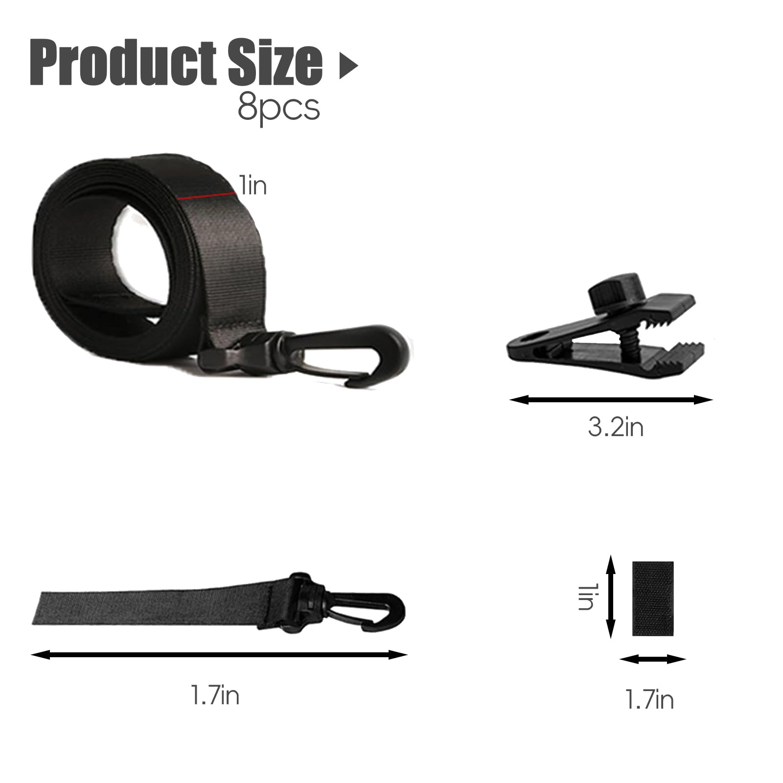 Enrollador de piscina, juego de 8 bandas de sujeción y 8 grapas, accesorios de cubierta, correas de cubierta solar y clips, para láminas solares para lonas de piscina, cubiertas
