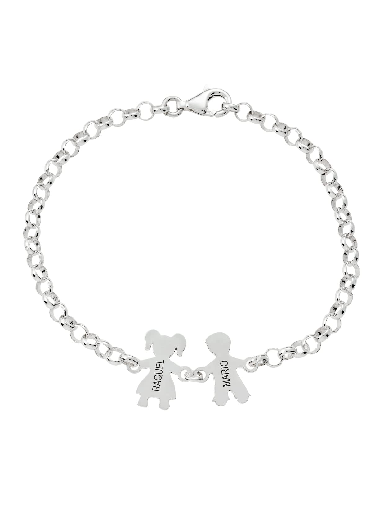 PlataJewels PlataJewels-Pulsera Personalizada Mama Niños de Plata de Ley 925.Pulsera Ideal como Regalo para Madre o Abuela.Pulsera con Nombre personalizado de Hijos y Nietos.Graba de1 a 7 Nombres.Ajustable